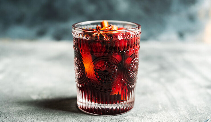 Mulled wine in festive mug