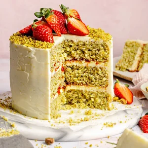 Pistachio and Strawberry Cake recipe